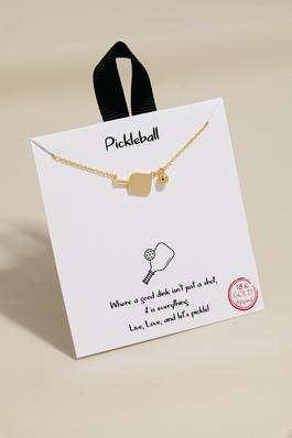 Gold Dipped Pickleball Pendant Necklace