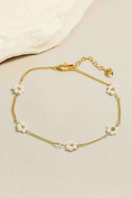 Dainty Chain Flower Bead Bracelet