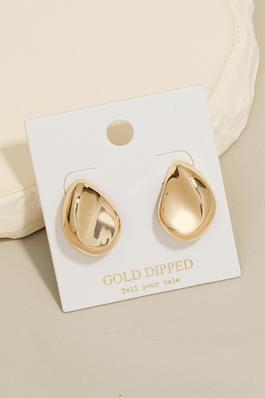 Gold Dipped Squished Tear Stud Earrings