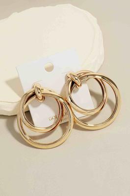 Gold Dipped Layered Hoop Dangle Earrings