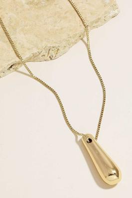 Long Metallic Tear Pendant Necklace