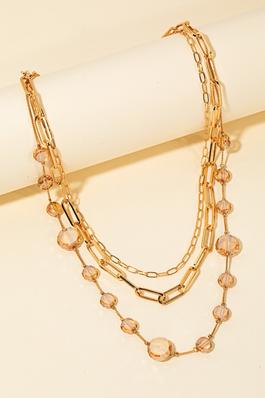 Layered Rhinestone And Chains Necklace