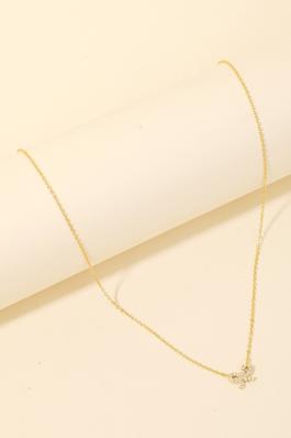 Cz Pave Ribbon Pendant Chain Necklace