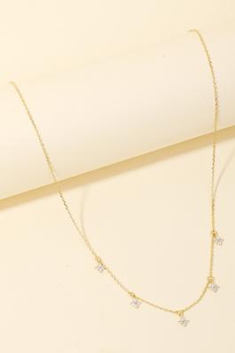 Pave Clover Charms Chain Necklace