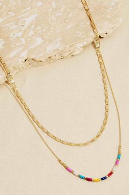 Seed Beaded Dainty Chain Layered Necklace