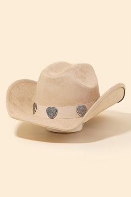 Engraved Heart Charms Soft Cowboy Hat