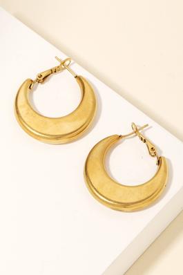 Rounded Metallic Crescent Hoop Earrings