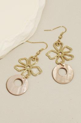 Circle Flower Drop Earrings