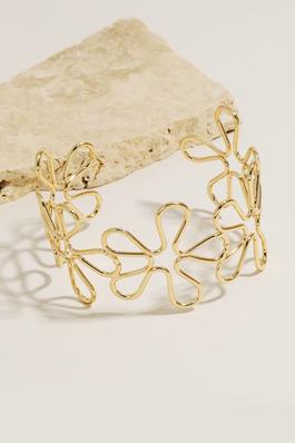 Metallic Wire Flower Cuff Bracelet