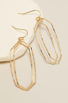 Layered Rectangular Dangle Hook Earrings