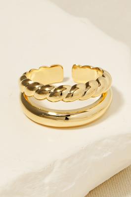 Gold Dipped Croissant Layered Open Band Ring