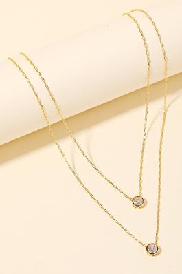 Chain Layered Crystal Stud Necklace