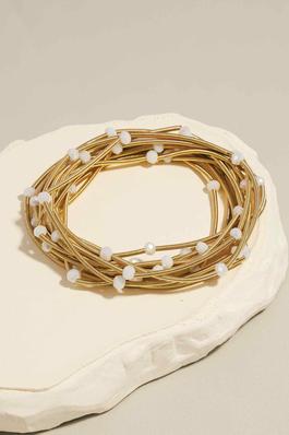 Rhinestone Beads And Coils Bracelet Set