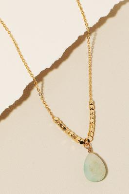 Stone Tear Pendant Chain Necklace