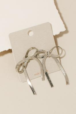 Herringbone Chain Ribbon Bow Earrings