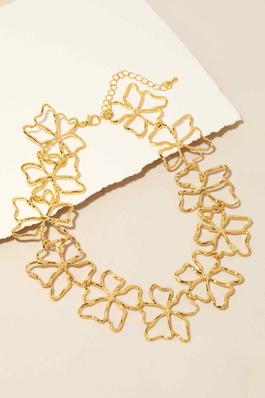 Metallic Wire Flower Chain Necklace
