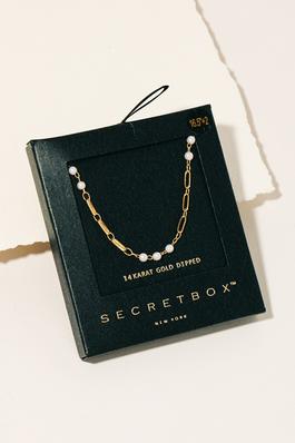 Secret Box Gold Dipped Pearl Beads Chain Necklace