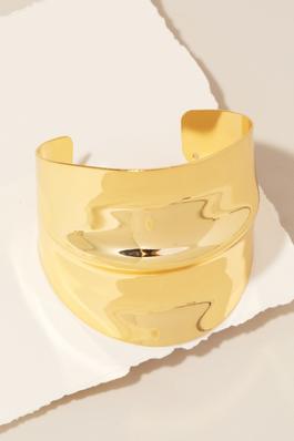 Wide Metallic Flat Cuff Bracelet