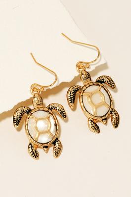 Seashell Turtle Dangle Earrings