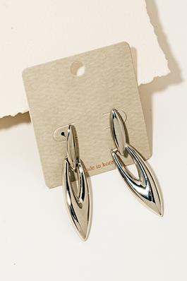 Pointed Metallic Oval Dangle Earrings