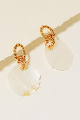 Seashell Clam Dangle Hoop Stud Earrings