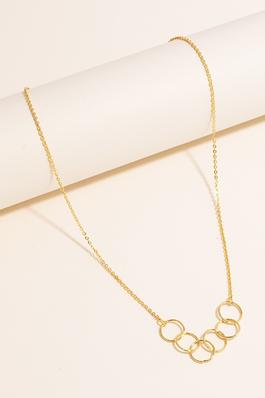 Gold Dipped Linked Hoop Charms Chain Necklace