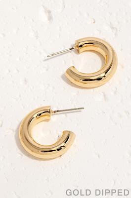Gold Dipped Thick Tube Hoop Earrings