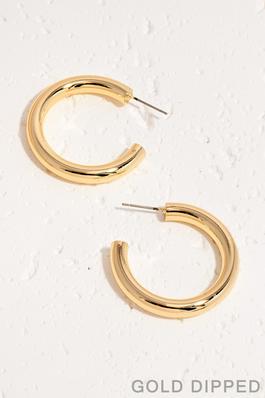 Gold Dipped Large Tube Hoop Earrings