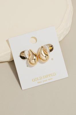 Gold Dipped Tear Stud Earrings