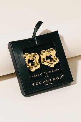 Secret Box Gold Dipped Abstract Hoop Stud Earrings