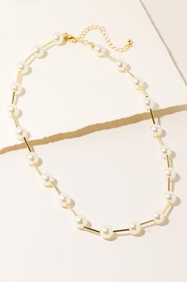 Pearl Bead Station Chain Necklace