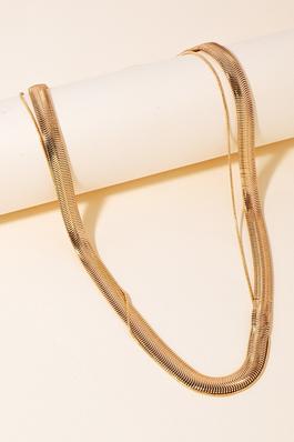Layered Metallic Snake And Rope Chain Necklace