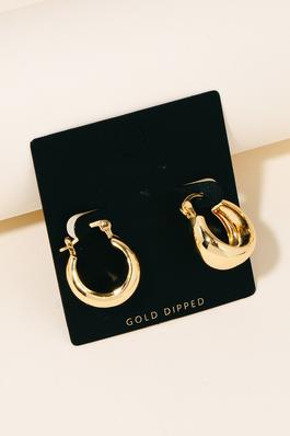 Gold Dipped Beveled Latch Hoop Earrings