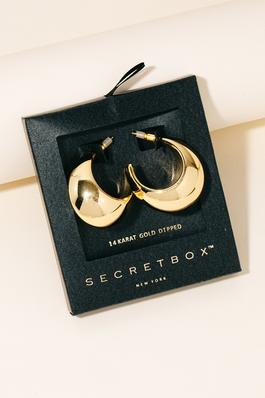 Secret Box Gold Dipped Curved Wide Hoop Earrings