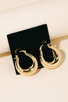 Gold Dipped Graduated Latch Hoop Earrings