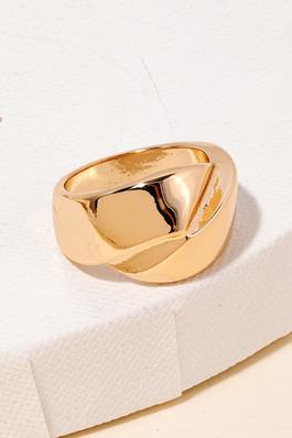 Abstract Grooved Signet Band Ring