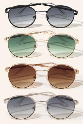 Grooved Metallic Frame Sunglasses