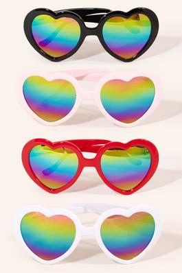 Acetate Mirroed Heart Sunglasses Set
