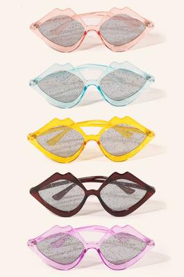 Glitter Lens Lip Sunglasses Set