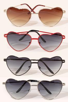Thin Heart Frame Sunglasses Set