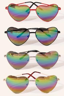 Mirrored Heart Frame Sunglasses Set