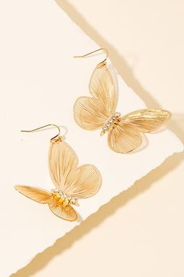 Flat Metallic Filigree Butterfly Dangle Earrings