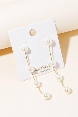 Pearl Beaded Chain Dangle Earrings
