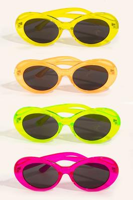 Neon Oval Sunglasses Set