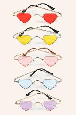 Colorful Small Heart Frame Lens Sunglasses Set