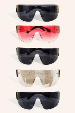 Rimless Shield Sunglasses Set