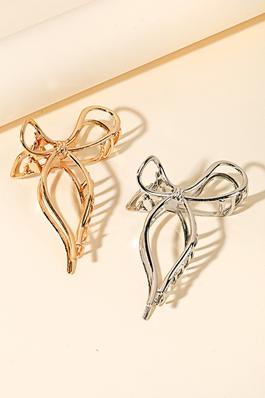 Solid Metallic Ribbon Bow Hair Claws
