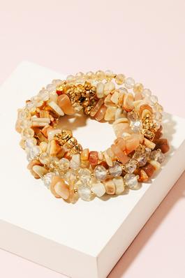 Mixed Pebble Stone Beaded Bracelet Set