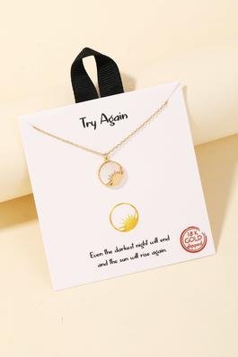 Gold Dipped Try Again Pendant Necklace