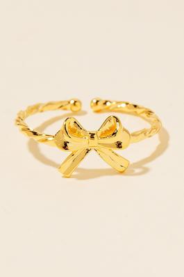 Gold Dipped Ribbon Textured Open Band Ring